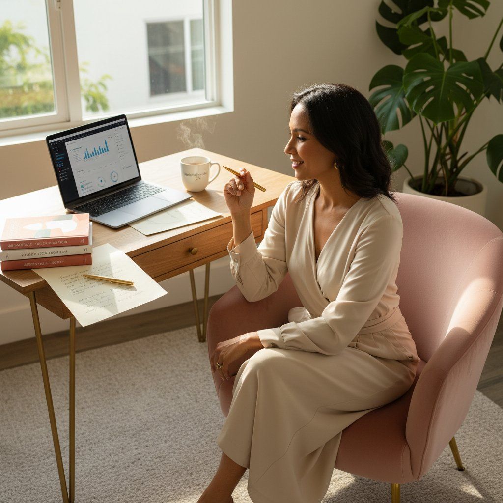 Person taking a seated break with eyes closed in a bright office setting